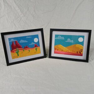NEW 3D Original Handmade Desert Boho Style Framed Landscapes Artwork *Bundle*